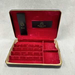 Vintage Shields Men's Accessory Jewelry‎ Case Organizer Faux Leather Red Velvet